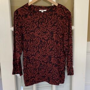 Chico's Burgundy and Black Paisley Blouse
